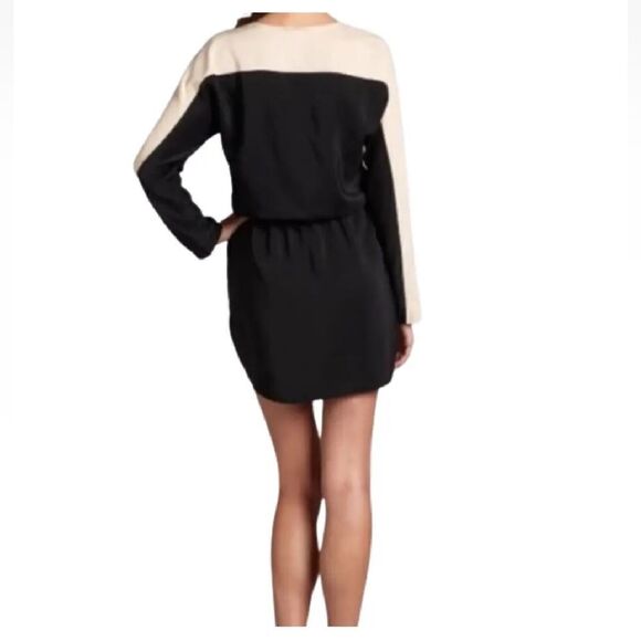 Parker Silk Colorblock Faux Wrap Blouson Mini Dress - Picture 2 of 9
